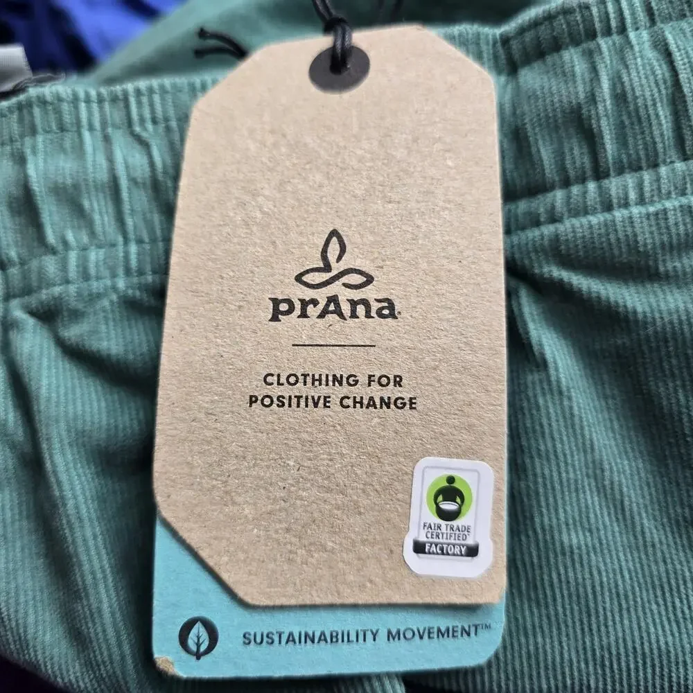 prAna Men's Green Stretch Corduroy Organic Cotton Shorts XXL
